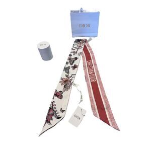 Christian Dior Mitzah Pink Floral Butterfly Twilly Scarf GWP Novelty Box Bag